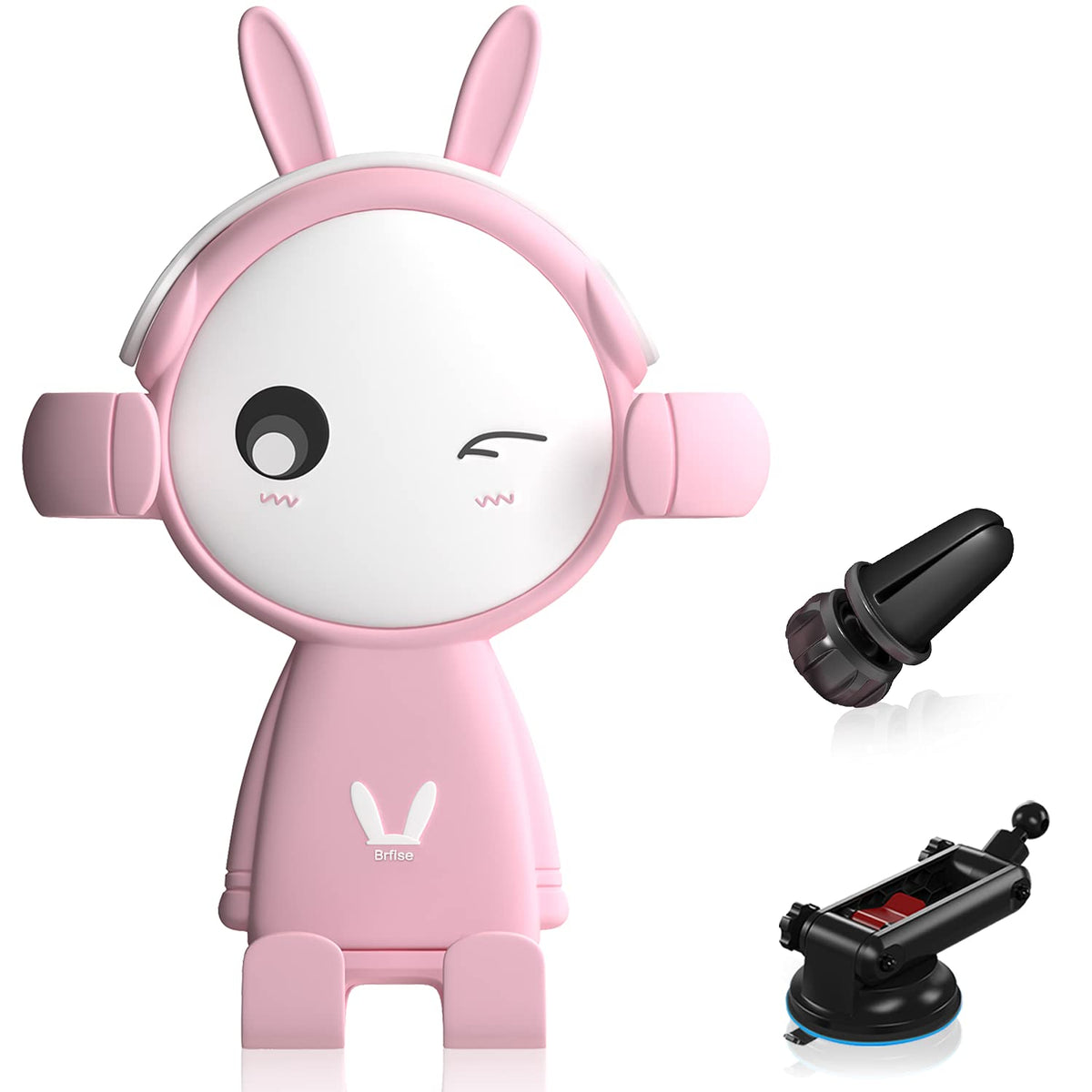 Brfise Pink Phone Holder For Car Cute, Kawaii Cell Phone Holder Car Mount For Air Vent Dashboard Windshield Compatible With Ipho