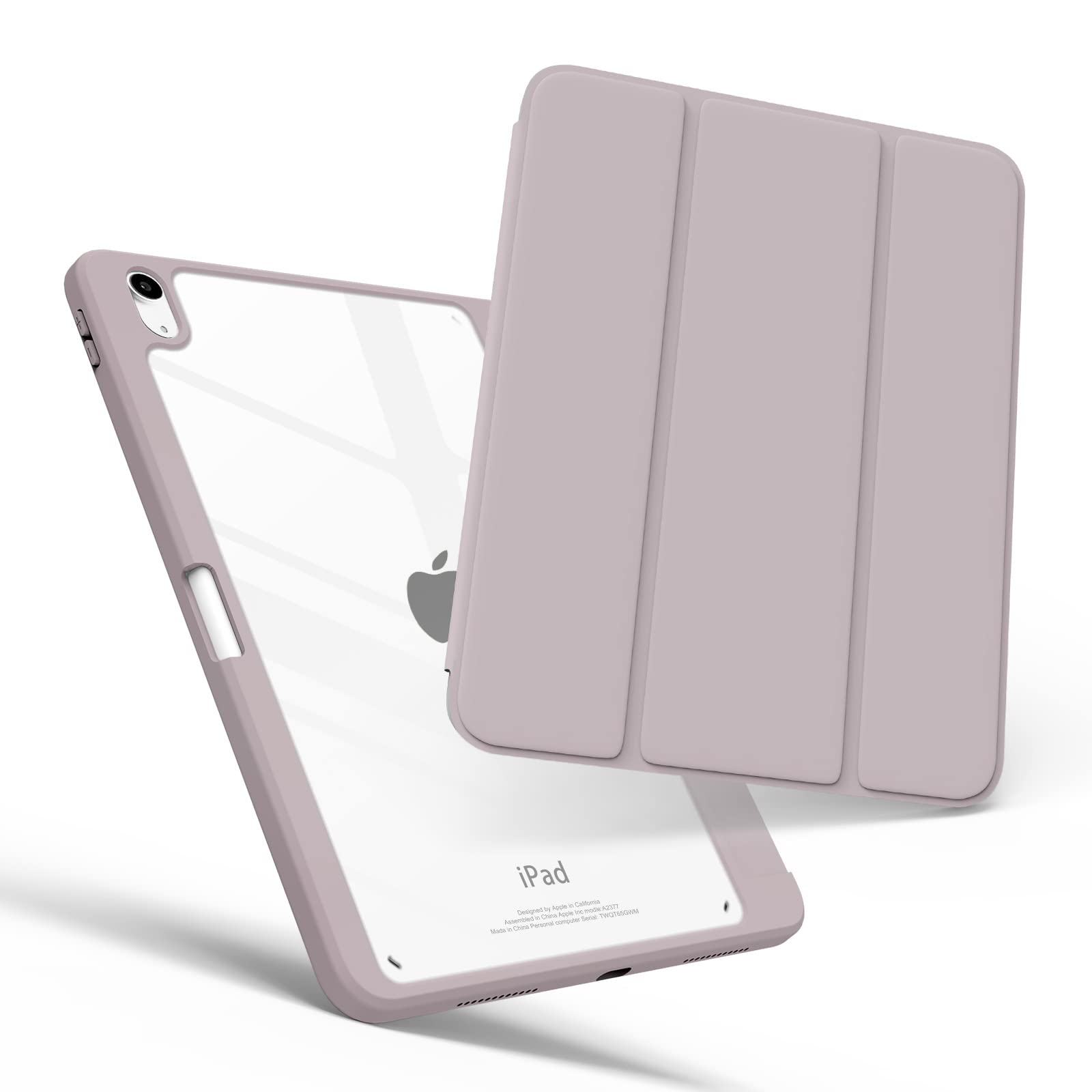 Mygroo Case For Ipad Air 11 Inch 2024, Ipad Air 5Th/4Th Generation 2022/2020 With Pencil Holder, Slim Smart Cover With Clear Bac