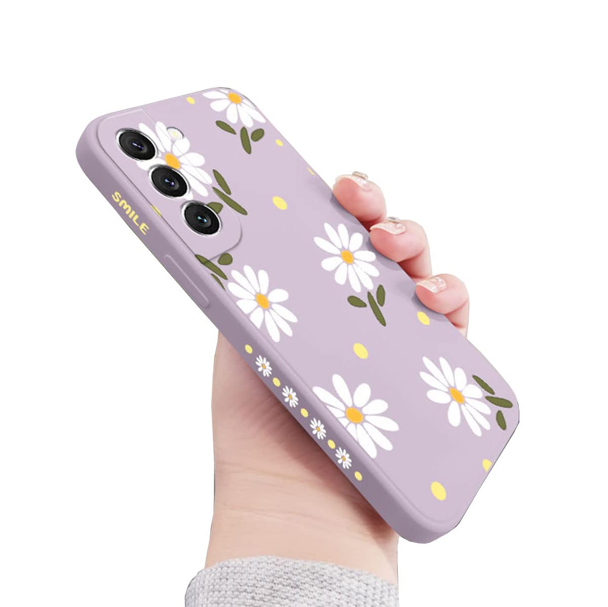 Sunswim For Galaxy S22+ Plus Case Cute Daisy Pattern Full Camera Lens Protection Slim Shockproof Tpu Bumper Liquid Silicone Prot