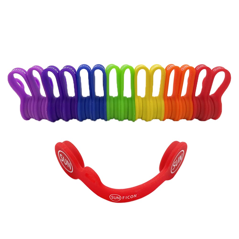 Sunficon 14 Pack Magnetic Cable Organizers Rainbow Cable Clips Earbuds Cords Winder Bookmark Whiteboard Noticeboard Fridge Magne