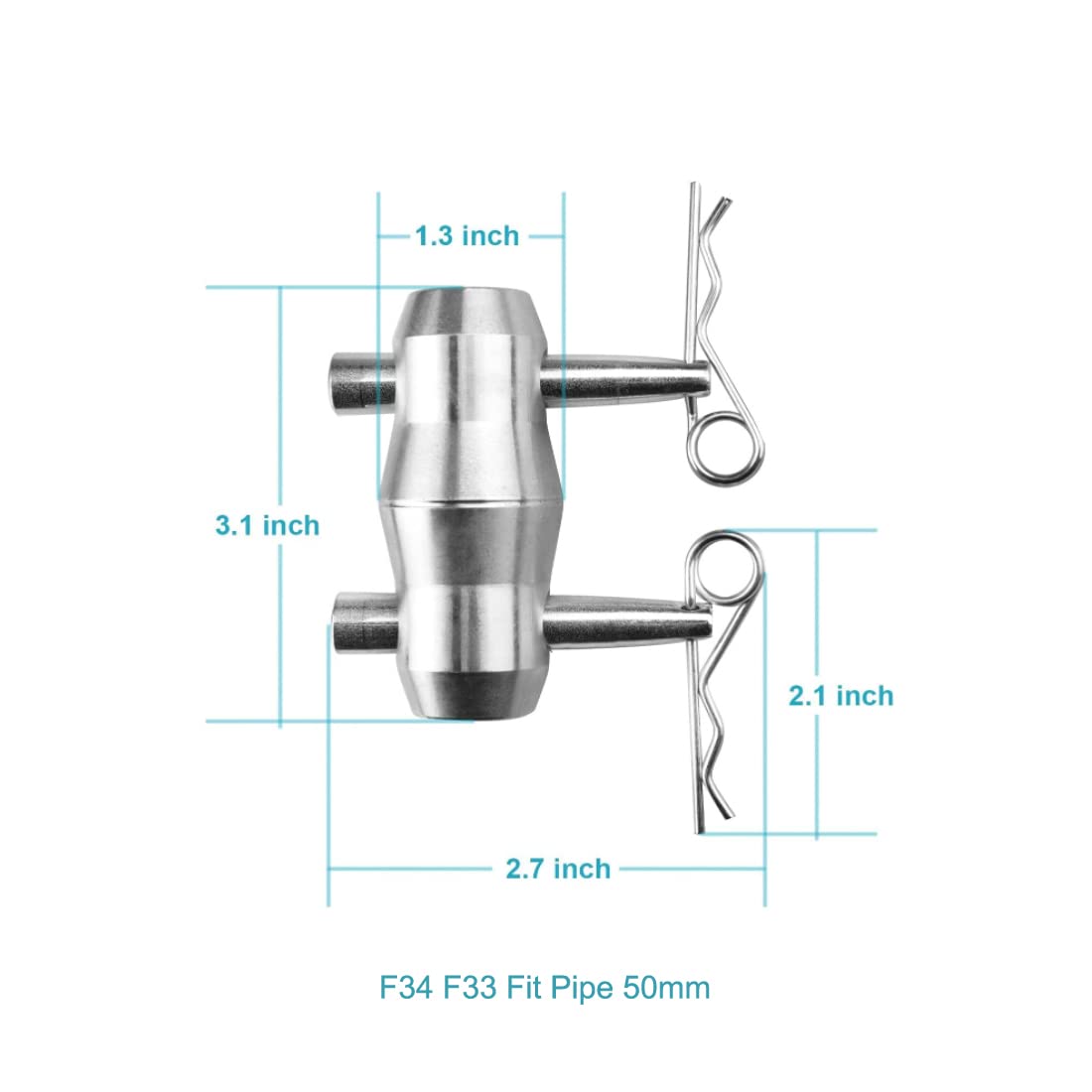 2 Pack Aluminum Double Ended Conical Coupler With Clips Pin Dj Stage Truss Clamp Trusses Parts   Fit F34 F33 Pipe 50Mm (Double E