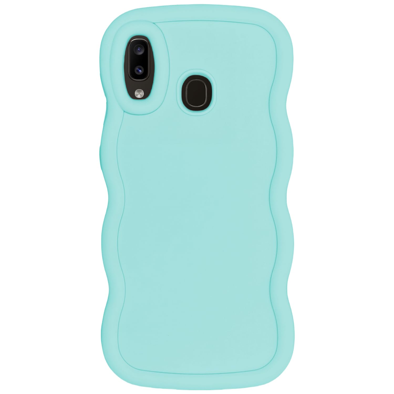 WOGROO Slim Fit Case for Samsung Galaxy A20 / A30, Wave Frame, Cute Soft TPU Thin Protective Phone Cover for Women, Light Cyan