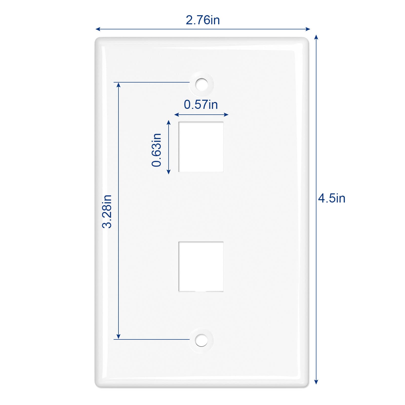 Iwillink 2 Port Keystone Jack Wall Plate 10 Pack, Low Profile Ethernet Wall Plate Single Gang Wall Plates For Keystone Jack, Whi