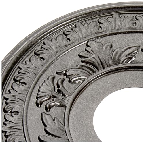 Ekena Millwork 13Od X 3 1/2Id X 3/4P Baltimore Thermoformed Pvc Ceiling Medallion (Fits Canopies Up To 5 1/4), Metallic Black Ni