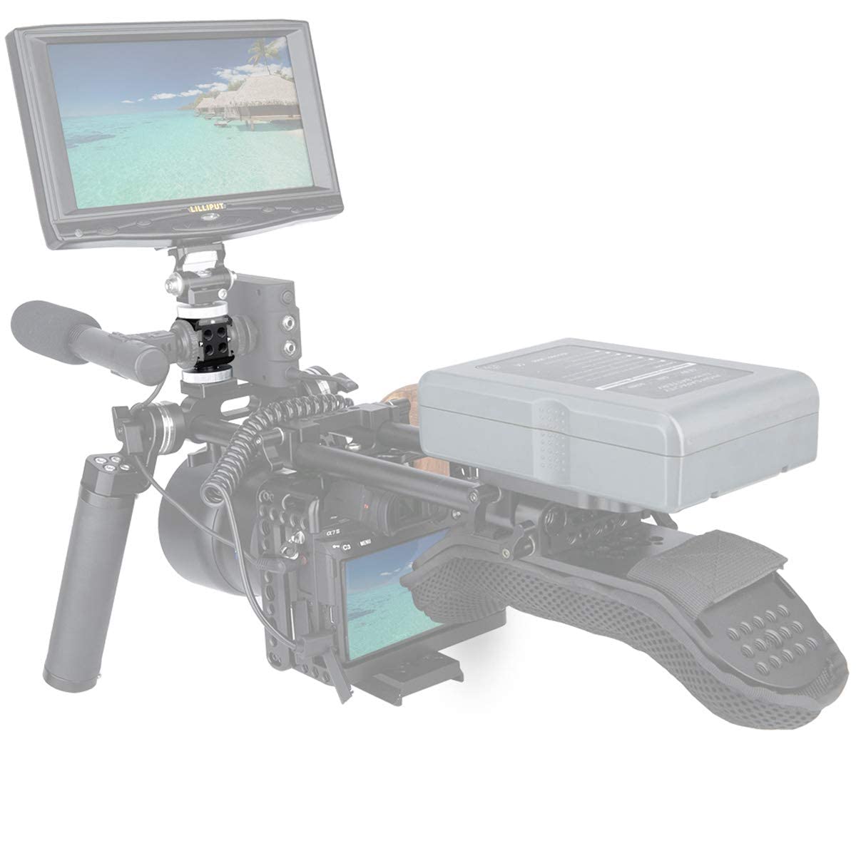 Niceyrig 3-Side Cold Shoe Mount 360 Degree Swivel With Triple Anti-Off Shoe Adapters, 1/4 Threads For Microphone, Flash Light, M