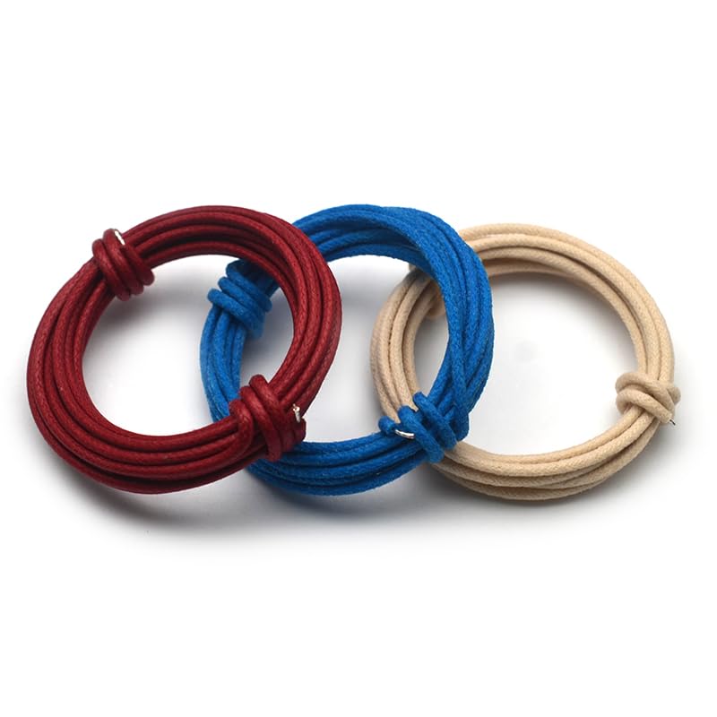 MAXCHEER Cloth-Covered Waxed Vintage-Style Pushback Guitar Wire, 15 Ft,(5-White/5-Blue/5-Red) Pushback Wire for Electric Guitar 