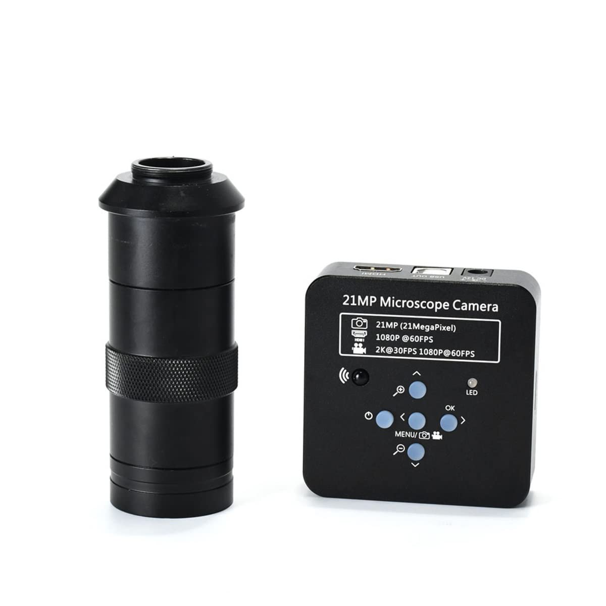 VAKUUM Lab Microscope Slides 21MP 2K 1080P 60FPS Industrial Digital Video Microscope Camera Microscope Parts (Color : Black with
