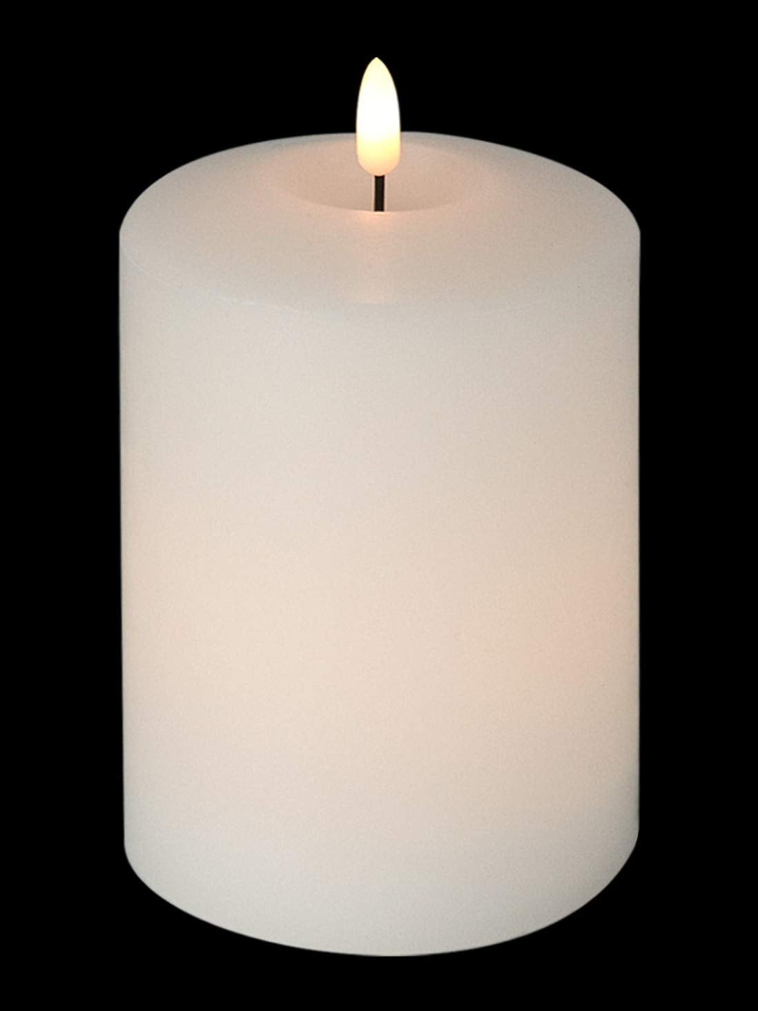 GenSwin 4    x 6.5    Flameless Flickering LED Candles Battery Operated with 6H Timer, Warm Light Real Wax Pillar Votive 3D Wick