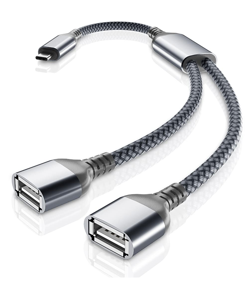 Basesailor USB C Male to Dual USB Female Cable Adapter 3.3FT,Thunderbolt 3 to Double Type A 2.0 OTG Splitter Cord Converter for 