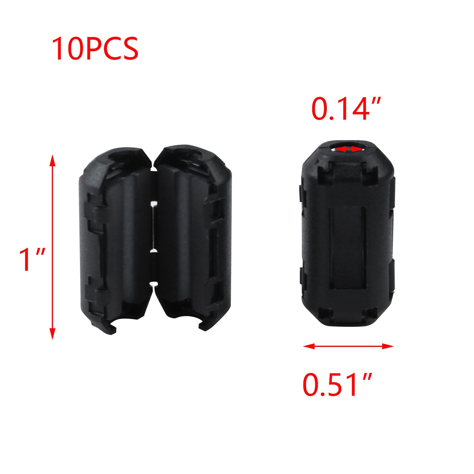 T Tulead Ferrite Chokes Noise Suppressor Cable Clips Snap-on Ferrite Core 3.5mm Black Pack of 10