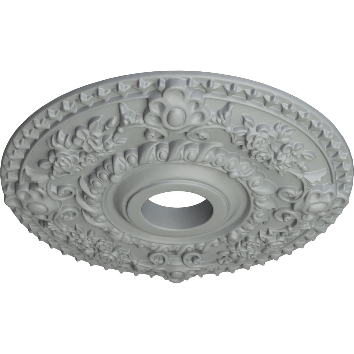 Ekena Millwork Cm18Ro Rose Ceiling Medallion, 18''Od X 3 1/2''Id X 1 1/2''P, Factory Primed