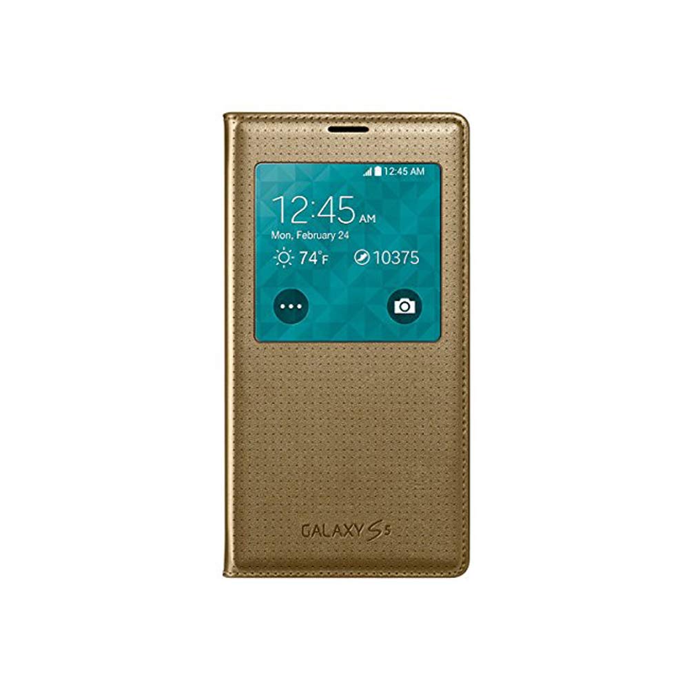 Samsung Galaxy S5 S View Flip Cover Case - Retail Packaging - Copper Gold