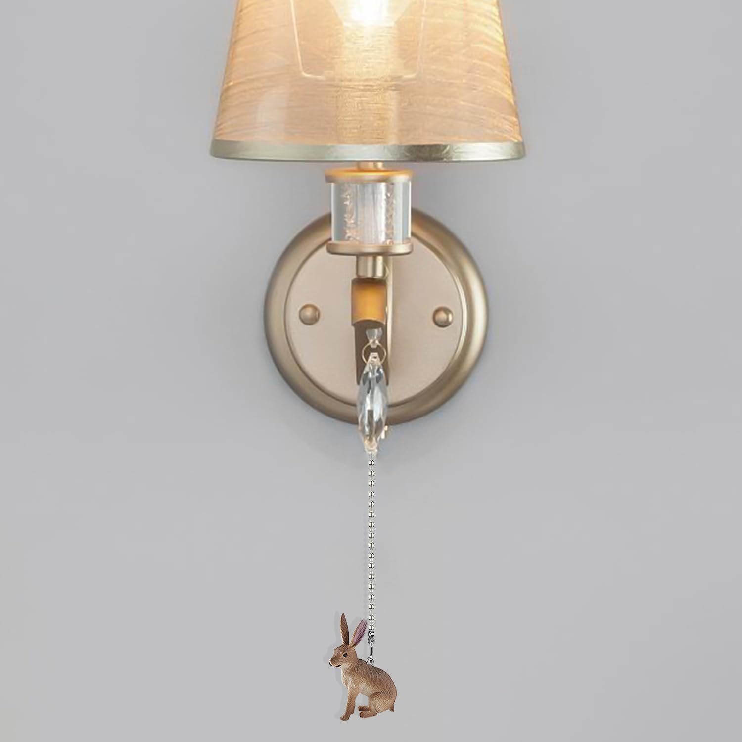 Dotlite Rabbit Ceiling Fan Pull Chain,Cute Realistic Easter Bunny Fan String Pulls Charm Extension Decorative,12In 3Mm Diameter