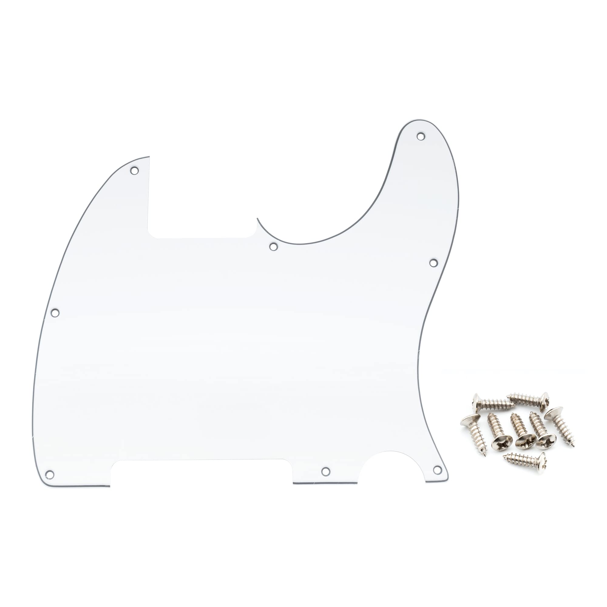 Musiclily 8 Hole Guitar Pickguard Scratch Plate For Fender Usa/Mexican Telecaster Tele Esquire, White 3Ply