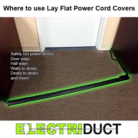 Electriduct Lay Flat Electrical Power Extension Cord Duplex Receptacle Cable Protector   5 Feet   Brown