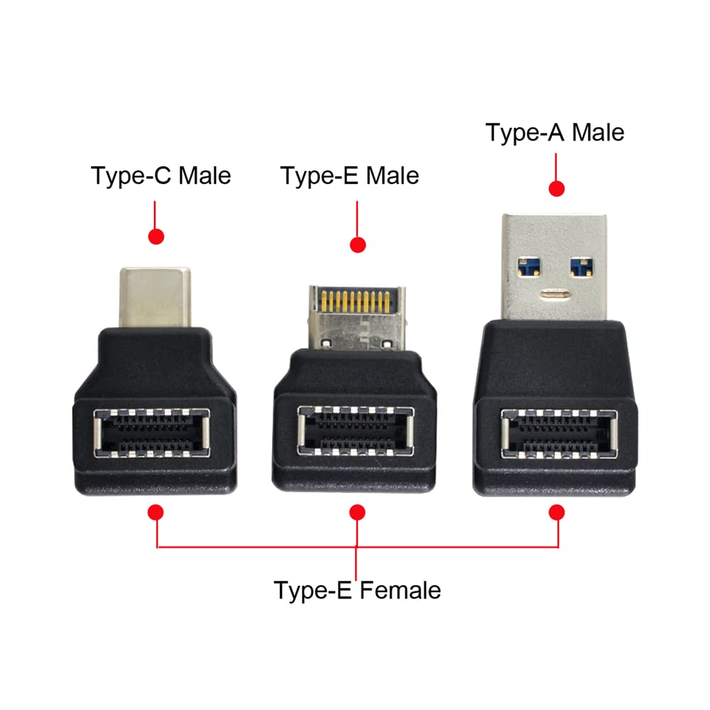 Nfhk 3Pcs Usb 3.1 Front Panel Header Female Type E To Male Type A & Type C Usb C Motherboard Extension Data Angled Adapter