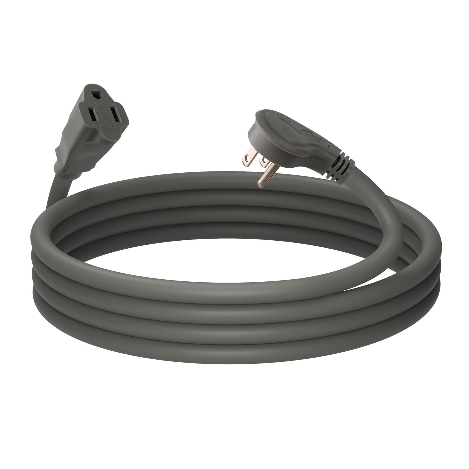 Ep 10 Ft Flat Plug Extension Cord, 16 Awg 3 Prong Grounded Grey Low Profile Extension Cable For Indoor