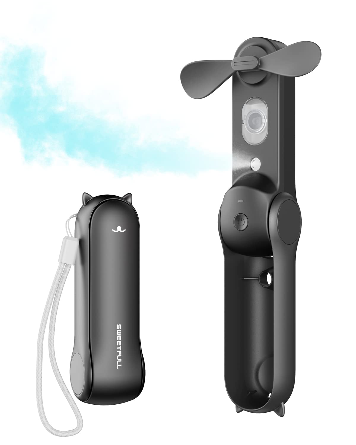 Sweetfull Misting Fan, Handheld Personal Mister Fan, Small Fan Rechargeable, Mini Spray Water Mist Fan, Kids Women Portable Fan