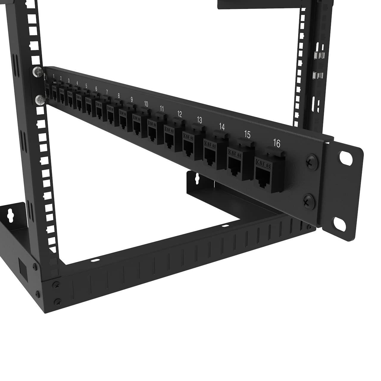 Jingchengmei 16 Port 1U Hinged Rack Blank Patch Panel For Keystone Jack Cat.6 Or Cat.5E, 19' Rackmount (H1Uks16H, Black)