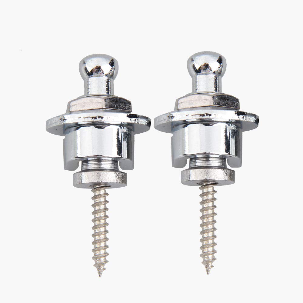 ZOOMELLA 2PCS Skidproof Strap Lock for Electric Guitar Bass Silver