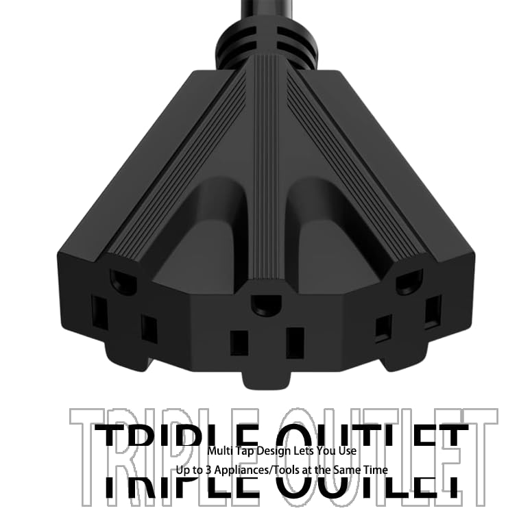 Uboory 25Ft Outdoor Extension Cord, 16/3 Sjtw Tri Tap Power Cable, Weatherproof, Heavy Duty Extension Cord For Holiday Decoratio