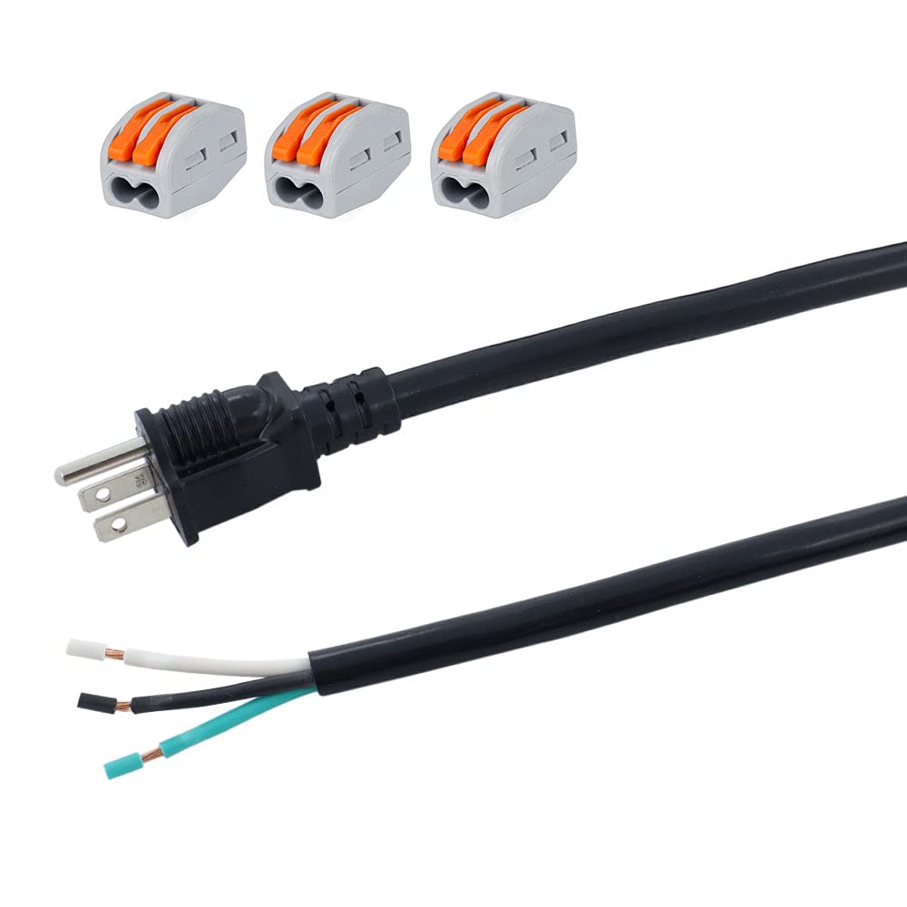 12 AWG Replacement Power Cord 12FT 3 Prong Plug, Open End Heavy Duty 12 Gauge 3 Prong 12 Foot 3 Wire SJT Power Supply Cord NEMA 