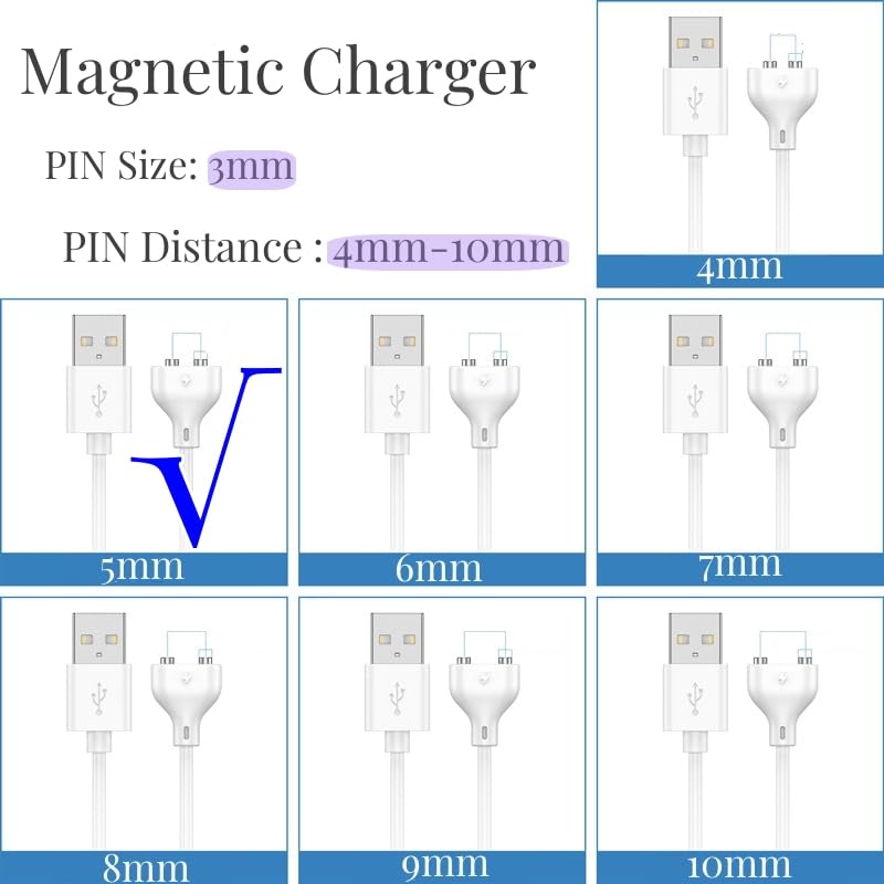 Kwevos Magnetic Usb Dc Charger Cable Replacement Charging Cord, 31.4Inch Long  5Mm/0.2In, For Toys/Facial Cleanser/Electric Toot
