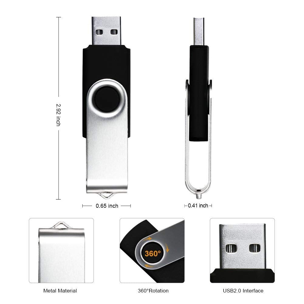 Flash Drive, Usb Drive 5 X 16 Gb Usb Flash Drive 16 Gb Thumb Drive Memory Stick Swivel Keychain Design Mixcolor (16Gb5) (Mixcolor5)