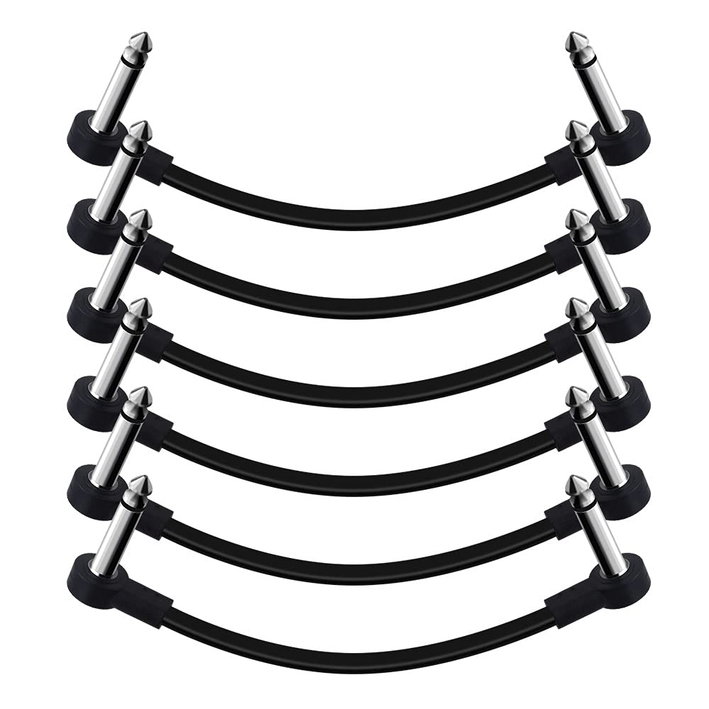 Sonicake 6 Inch Patch Cable For Guitar Effect Pedal Cables Black (6 Pack)