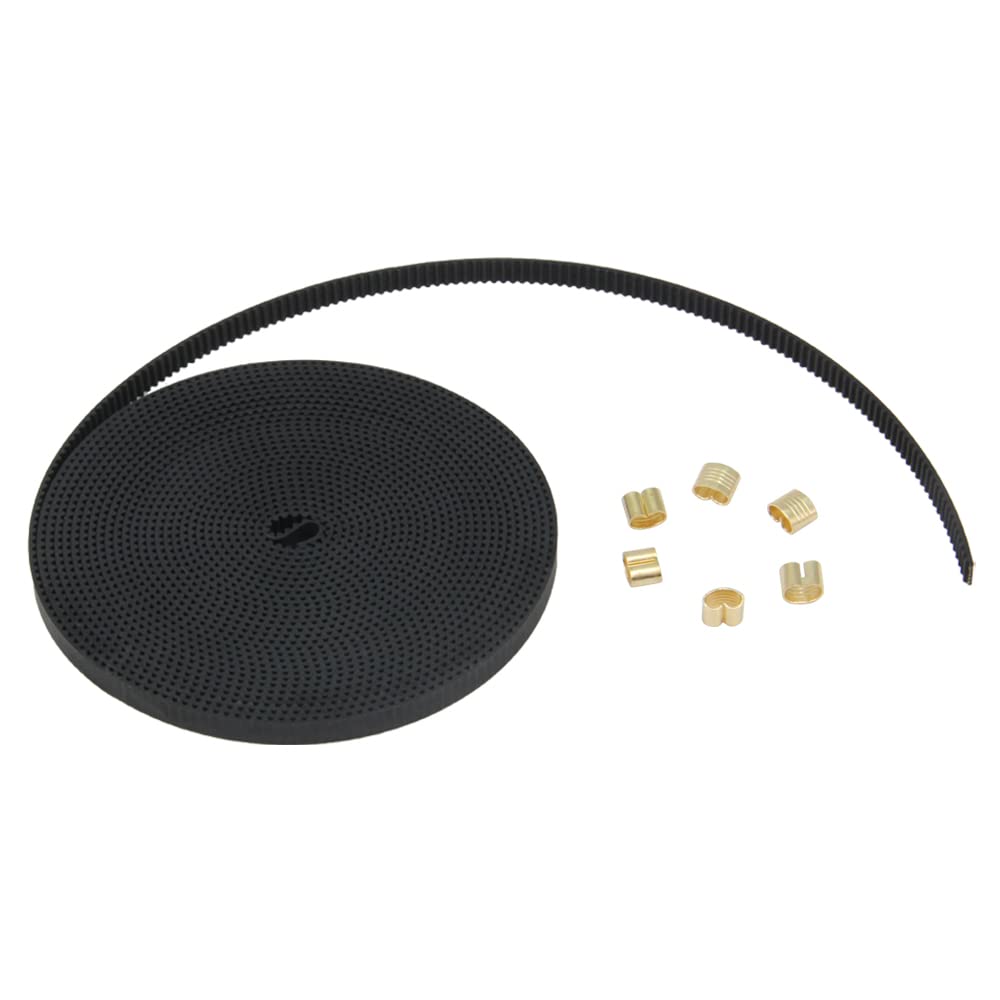 Zeberoxyz Gt2 Black Open Timing Rubber X Y Axis Belt Length 5 Meters/16.4 Ft Width 6Mm With 6Pcs Copper Buckle For Ender 3 Ender