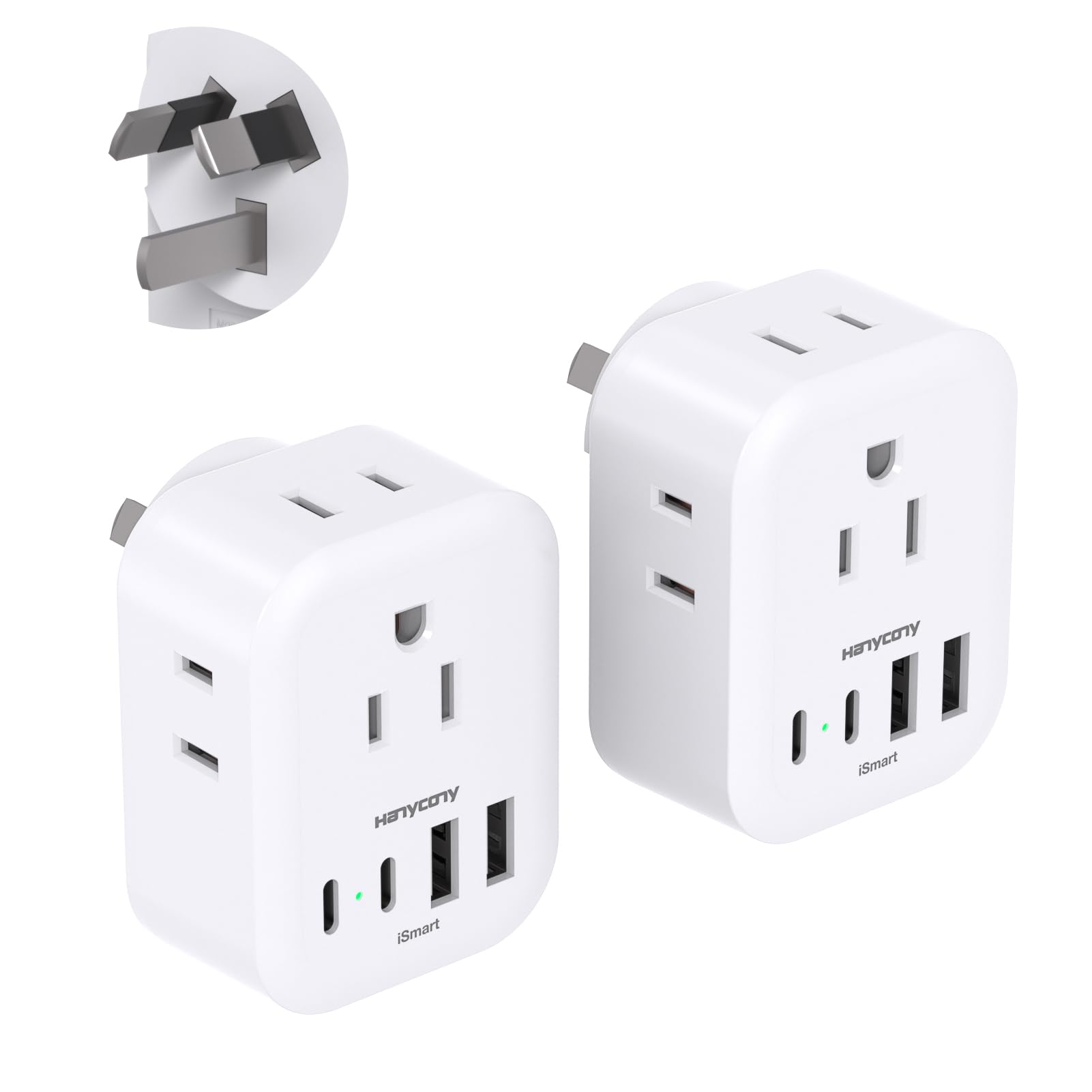 2 Pack Us To Australia Power Plug Adapter, New Zealand Power Adapter With 4 Outlets 4 Usb Ports(2 Usb C), Type I Plug Adapter Fo