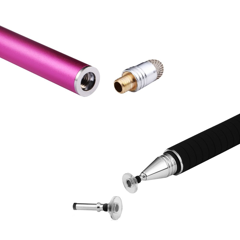 Mixoo 2 In 1 Precision Disc & Fiber Stylus With 3 Replaceable Tips For Capacitive Touch Screen Devices (Purple)