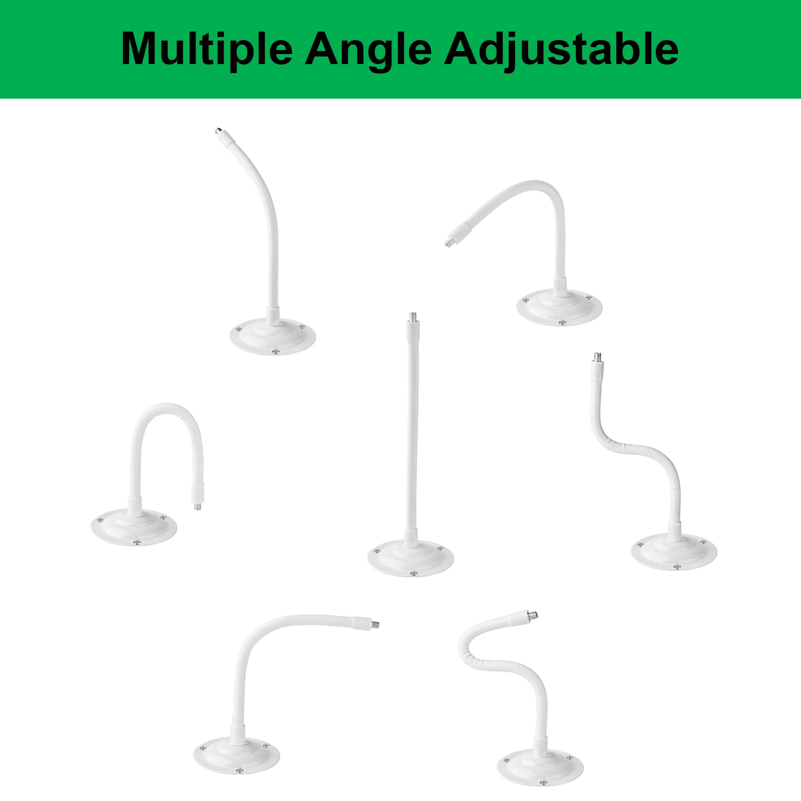 Mippko 2 Pack Camera Flexible Wall Mount Holder Compatible With Arlo/Blink/Reolink/Nest/Wyze/Simplisafe Camera,Adjustment 8 Inch Long Gooseneck Arm With Metal Base,1/4' 20 Threaded Screw,White