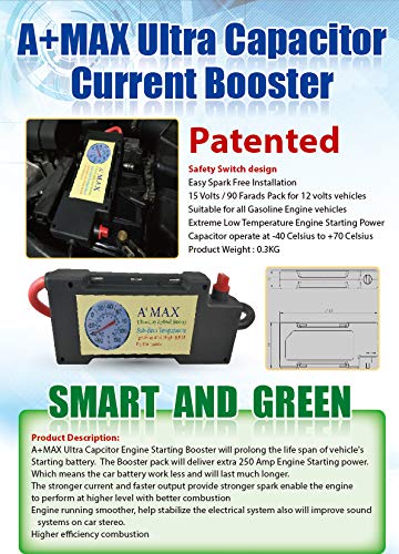 Ucb450 60, 15V, 90F, 900 Peak Amp Current Capacitor Booster, Voltage Stabilizer, On Board Jump Starter For Car, Truck And Boat,