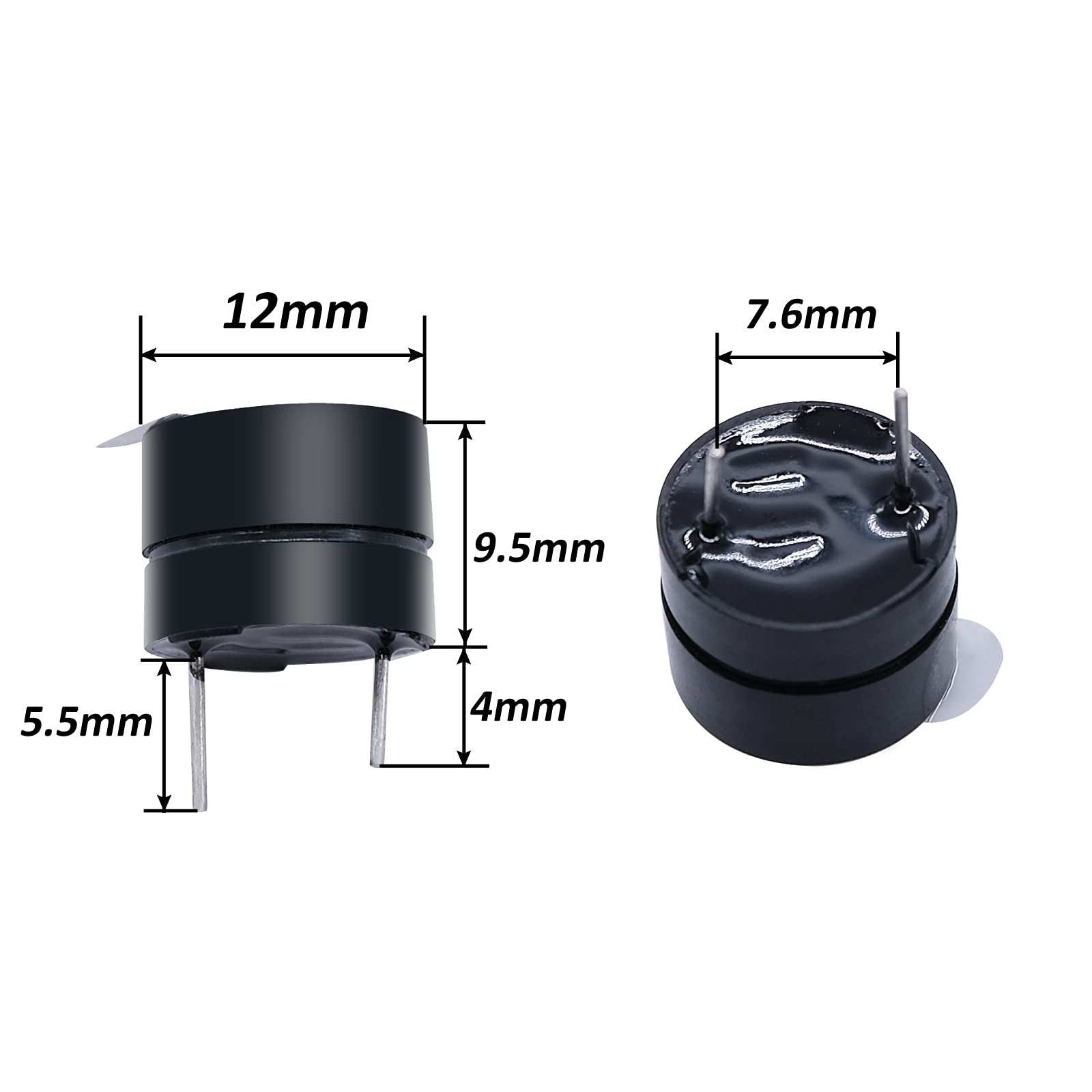 Mxuteuk 10Pcs Dc5V Black Mini Active Piezo Buzzers Electronic Buzzer Alarm Sounder Speaker Beep Tone, Fit For Computers Printers