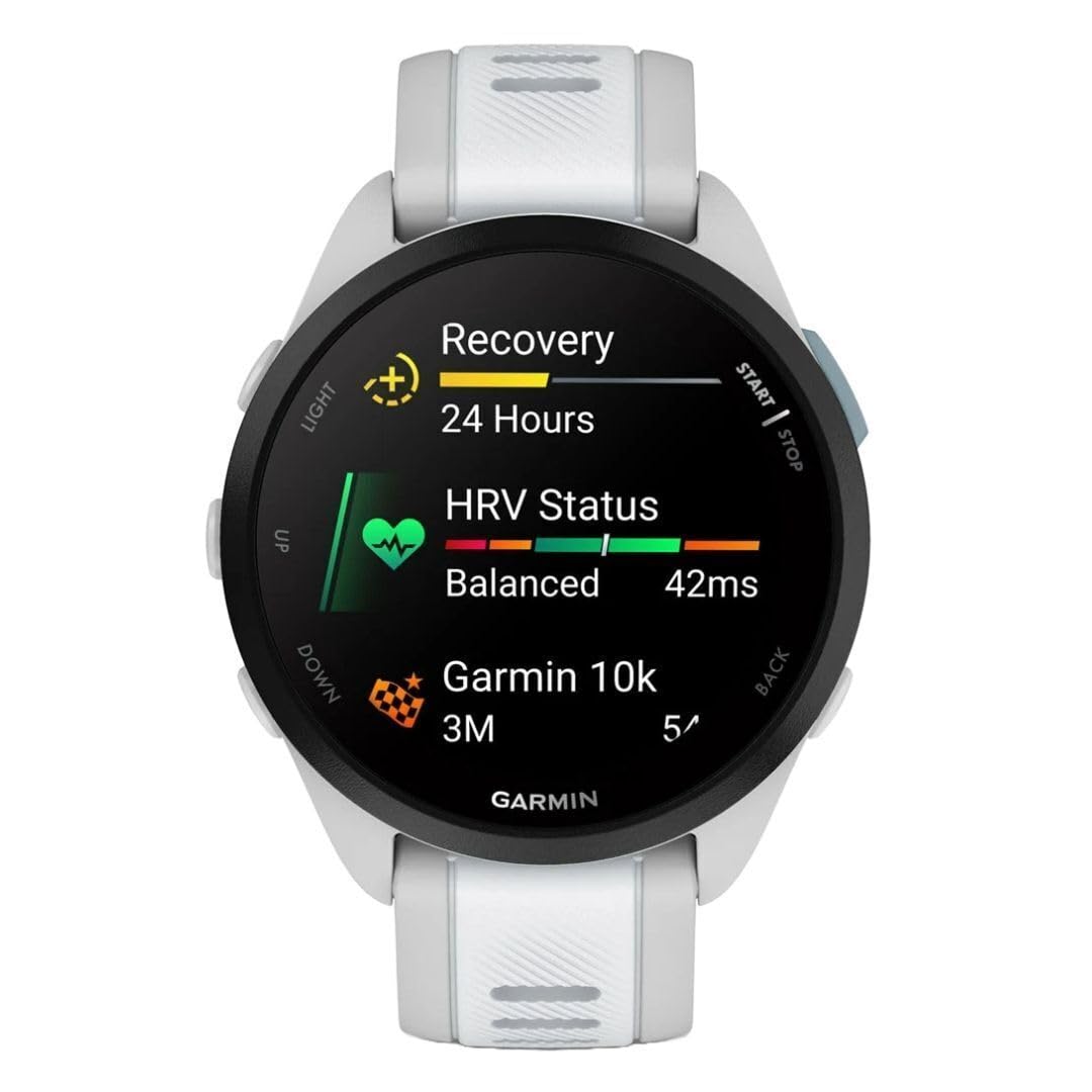 Garmin Forerunner 165, Running Smartwatch, Colorful Amoled Display, Training Metrics And Recovery Insights, Whitestone