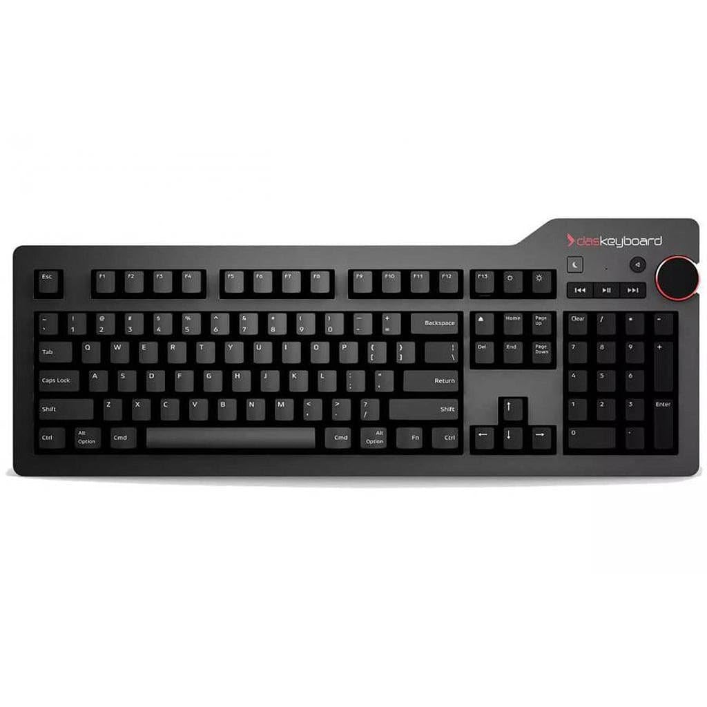 Das Keyboard 4 Professional For Mac Wired Mechanical Keyboard, Cherry Mx Blue Mechanical Switches, 2 Port Usb 3.0 Hub, Volume Knob, Aluminum Top (104 Keys, Black)