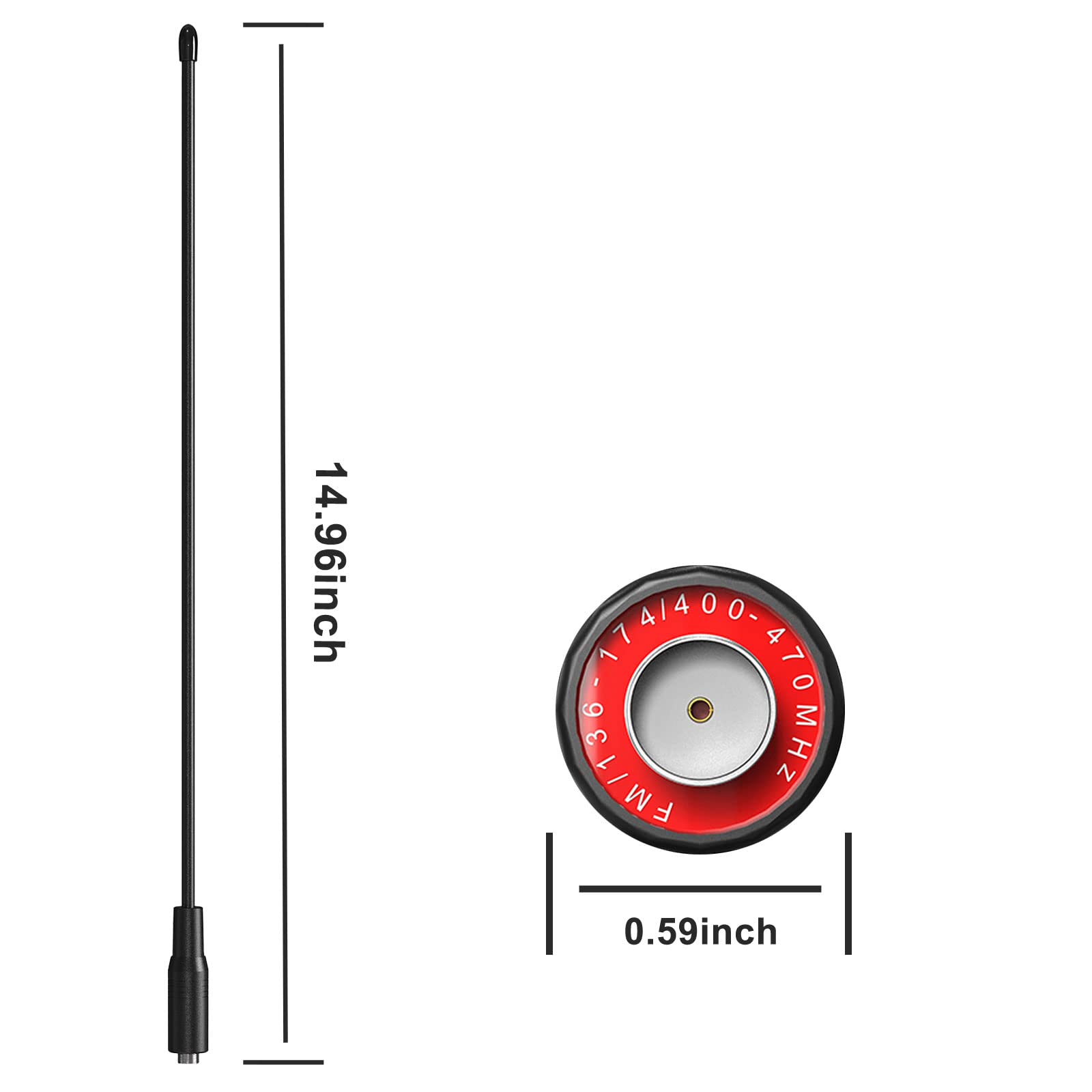Samcom Walkie Talkie Antenna, 15 Inch Soft Whip Antenna, 20 Watts Elastic Dual Band High Gain Sma Female Antenna Vhf/Uhf(136/470