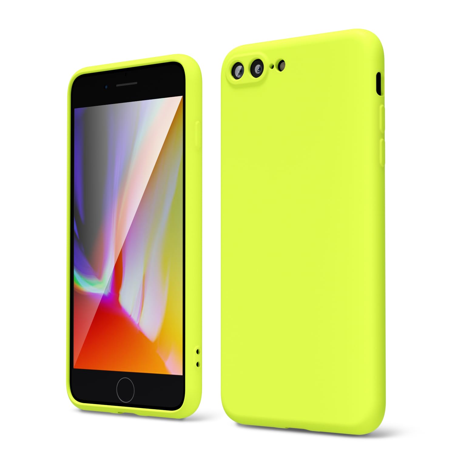 Oakxco For Iphone 7 Plus Case Iphone 8 Plus Case Liquid Silicone, Fluorescent Bright Solid Color, Cute Thin Slim Soft Rubber Gel