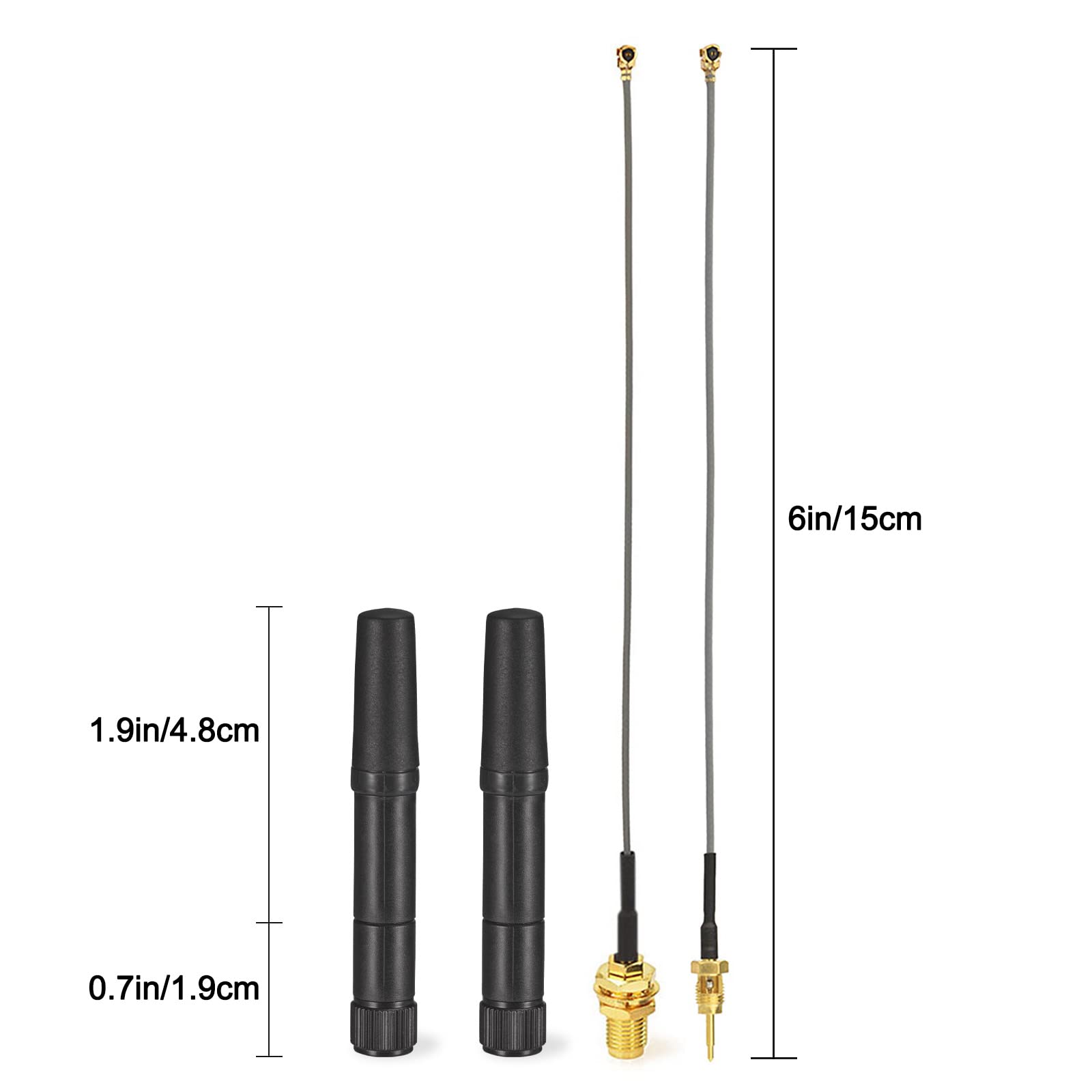 Eightwood Dual Band Small Wifi Antenna 2.4Ghz 5Ghz Rp Sma Male Antenna With U.Fl Ipx To Rp Sma Female Cable 6In (4 Pack) For Min