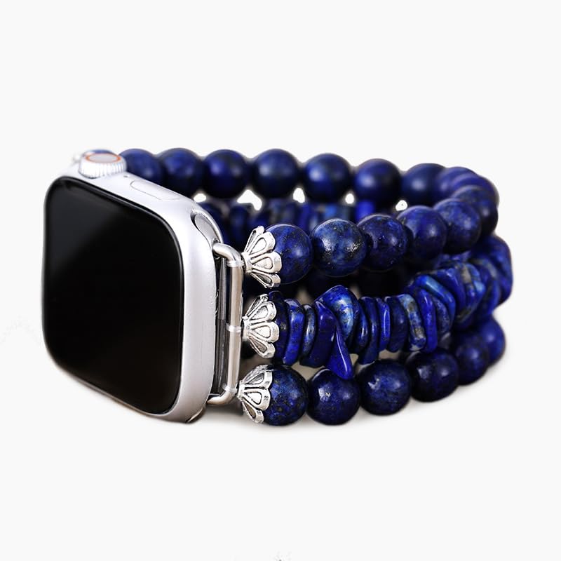 Cape Diablo Smart Watch Band For Women - Handmade Gemstone Strap - Compatible With 38Mm-45Mm Apple Faces (Ocean Sapphire, Small 