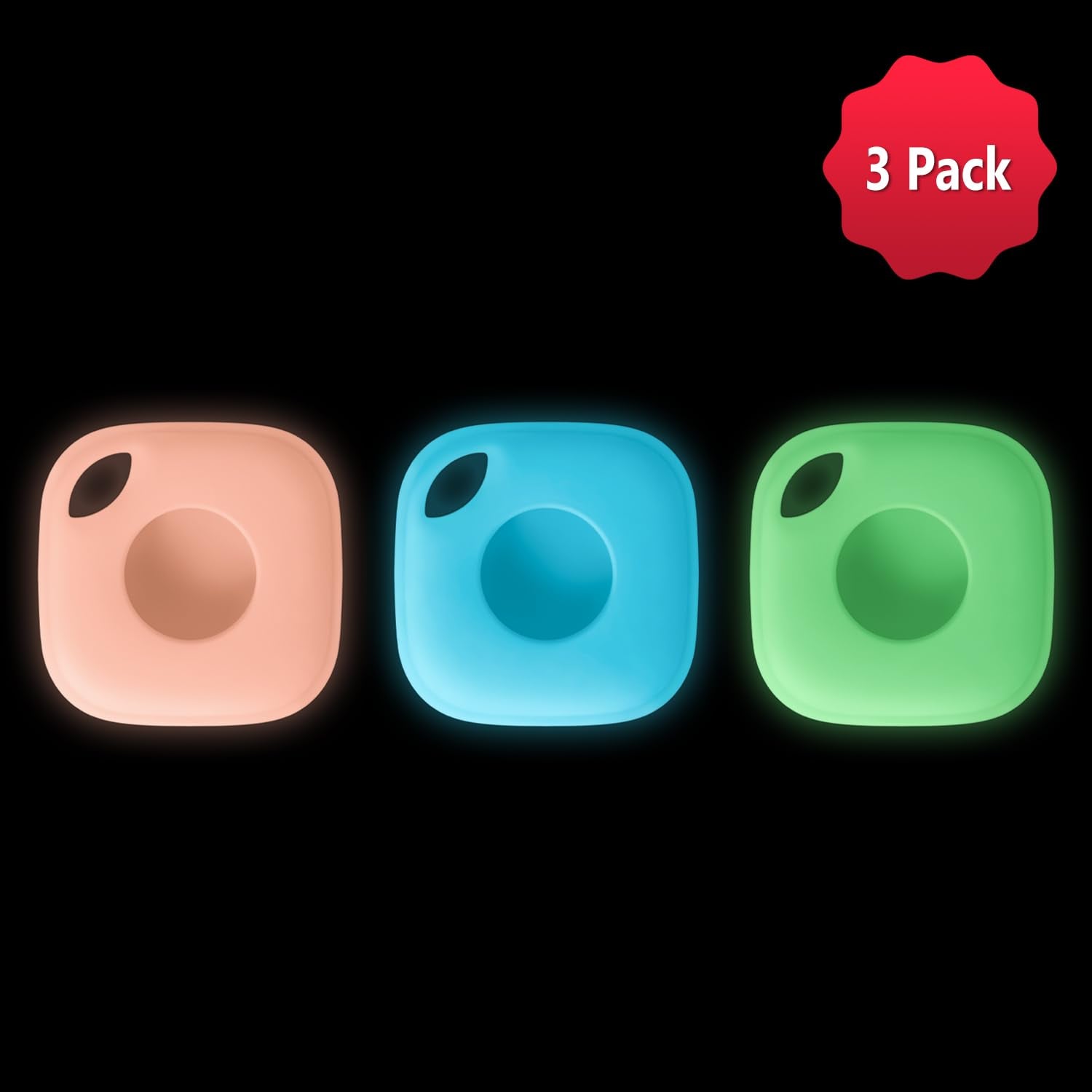 Geiomoo Silicone Case For Tile Mate 2024, Tile Mate 2022, Soft Scratch Resistant Cover With Carabiner (3 Pack Luminous Pink+Gree