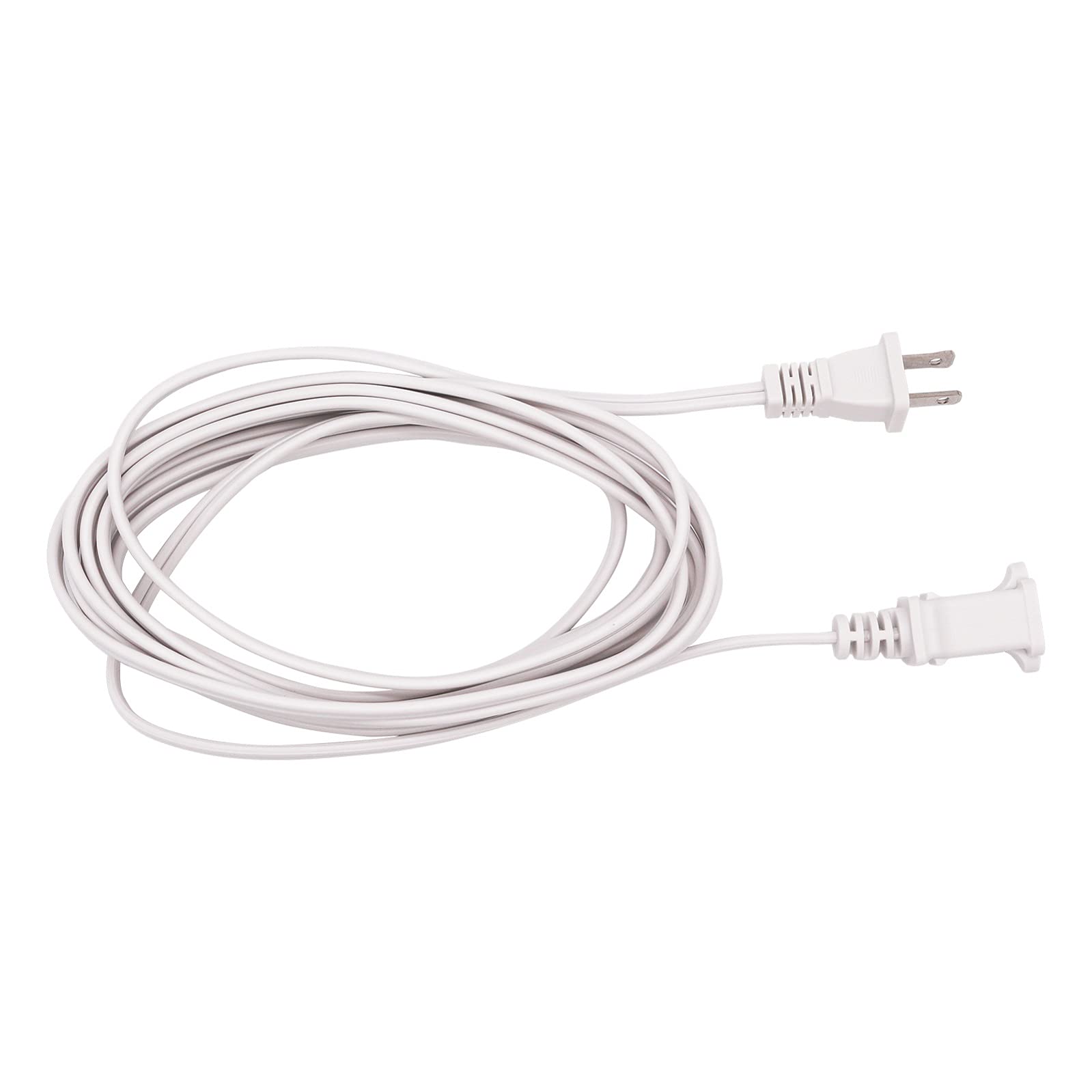 Two Prong Extension Cord 15 Ft White Indoor Ac 2 Prong Male And Female Power Cable Polarized For Nema 1 15P To 1 15R