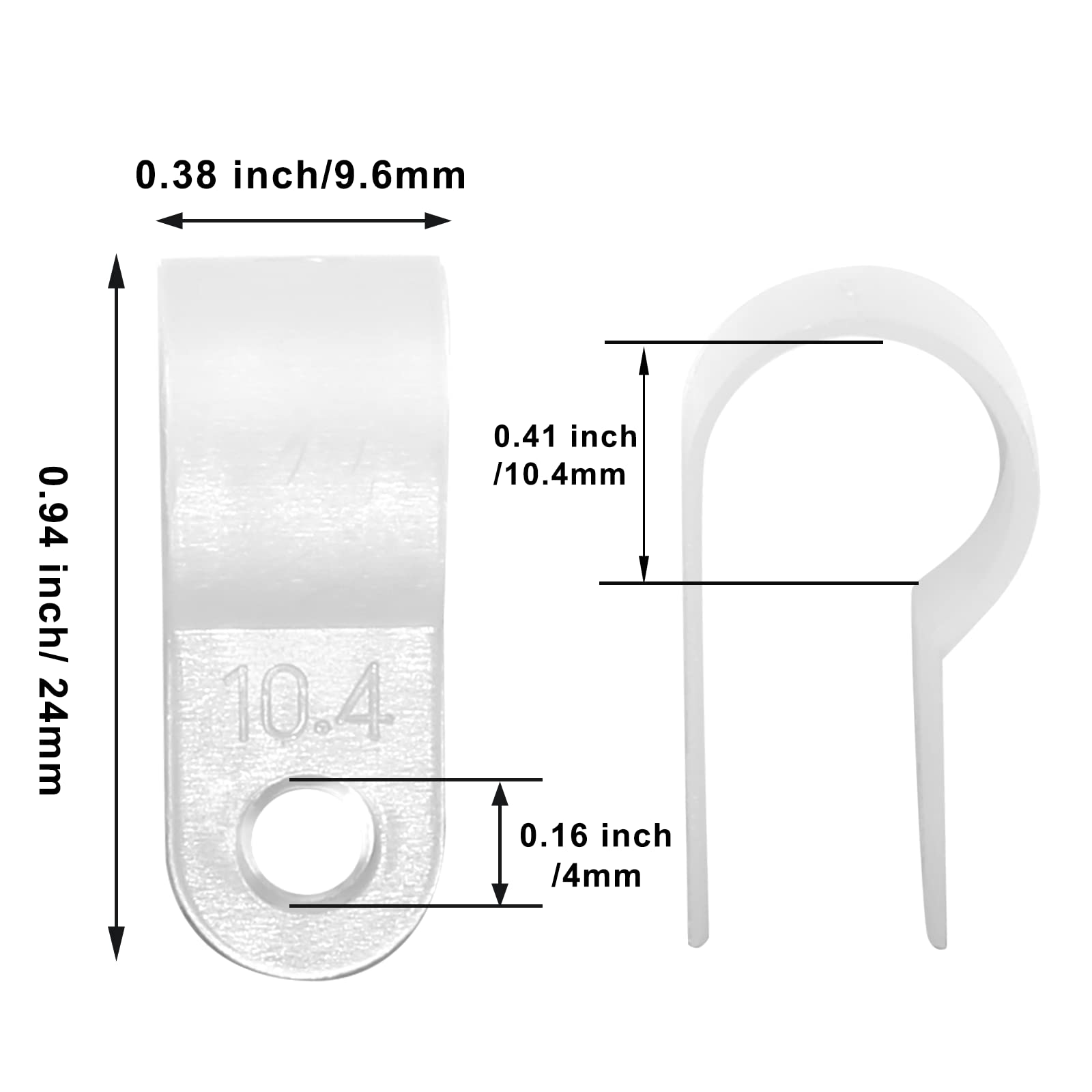 Suiwotin 120Pcs 3/8 Inch R Type Cable Clamps, Nylon Wire Cable Clips With M4 Screws, Screw Mounting Cord Fastener Clips, Wire Co