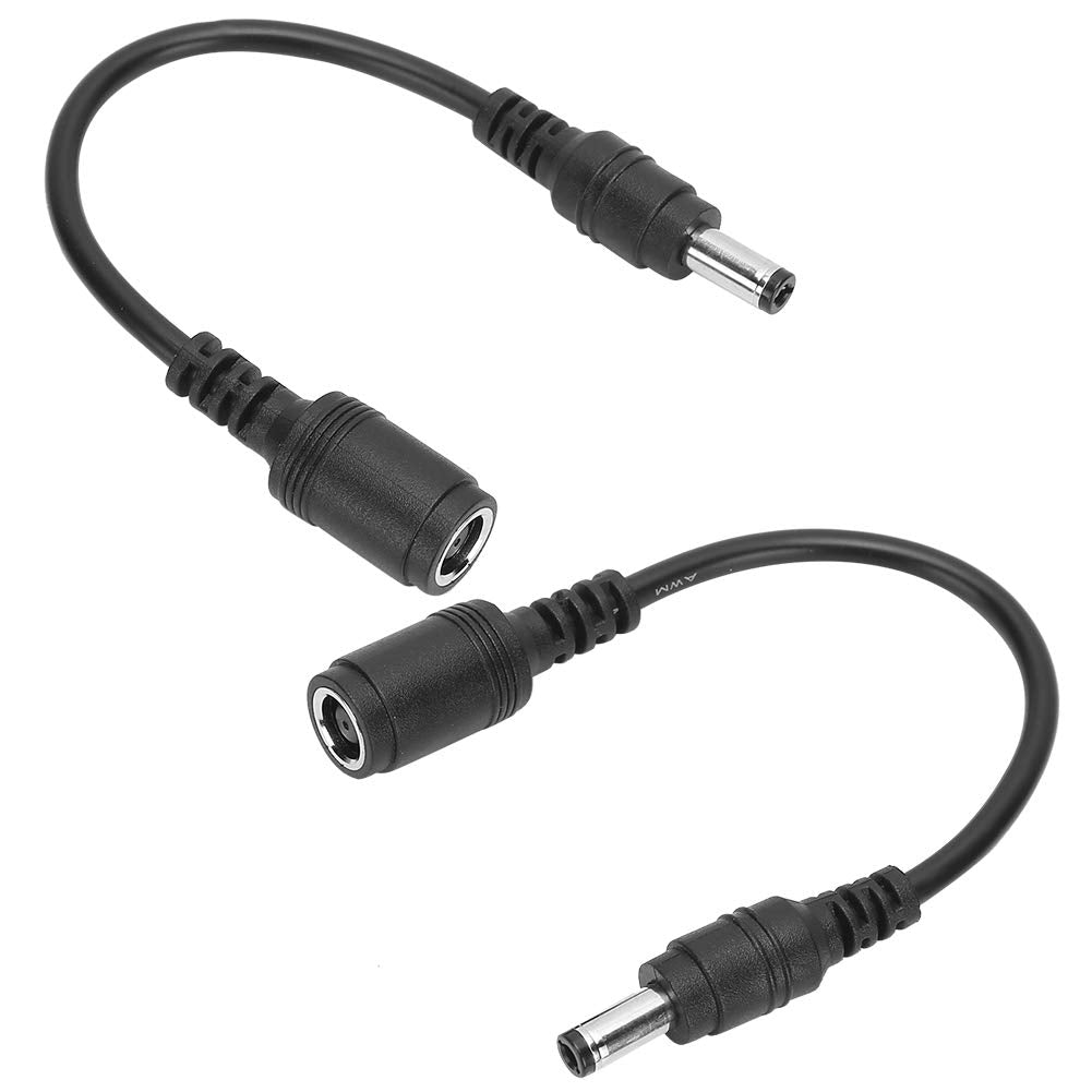 ASHATA 2Pcs 7.4x5.0mm Female to 5.5x2.5mm Male DC Power Extension Cable for HP Laptop, Fast Transfer, Black