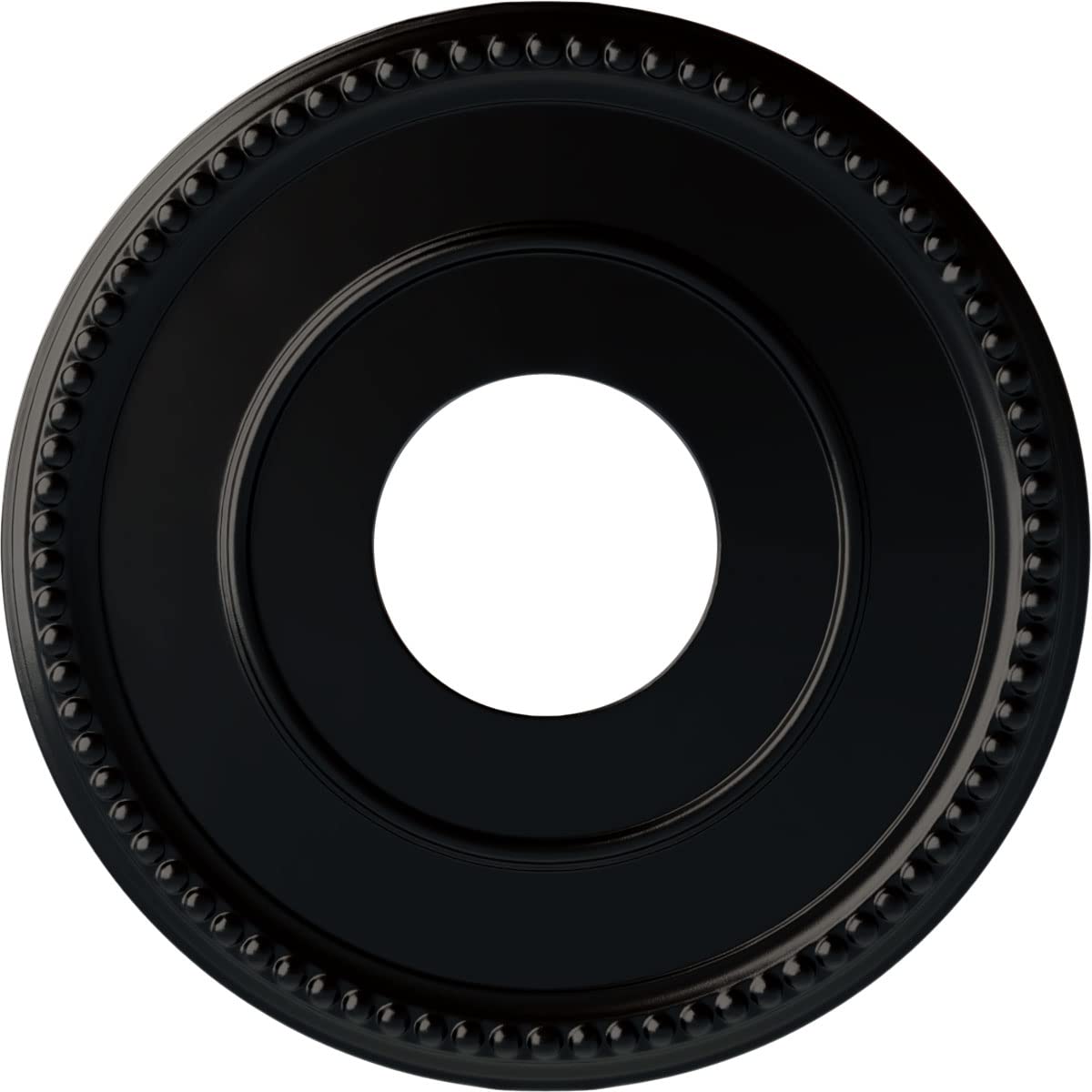 Ekena Millwork CM12BRBLF 12-1/2 x 3-7/8 x 3/4 Bradford Ceiling Medallion, Jet Black