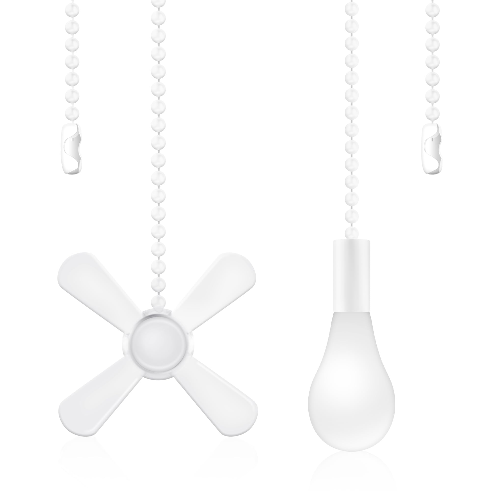 Aiigou Ceiling Fan Pull Chains (2 Pieces), White, 13.6 Inches Extension, Fit All Standard Ceiling Fans And Light Fixtures Copper