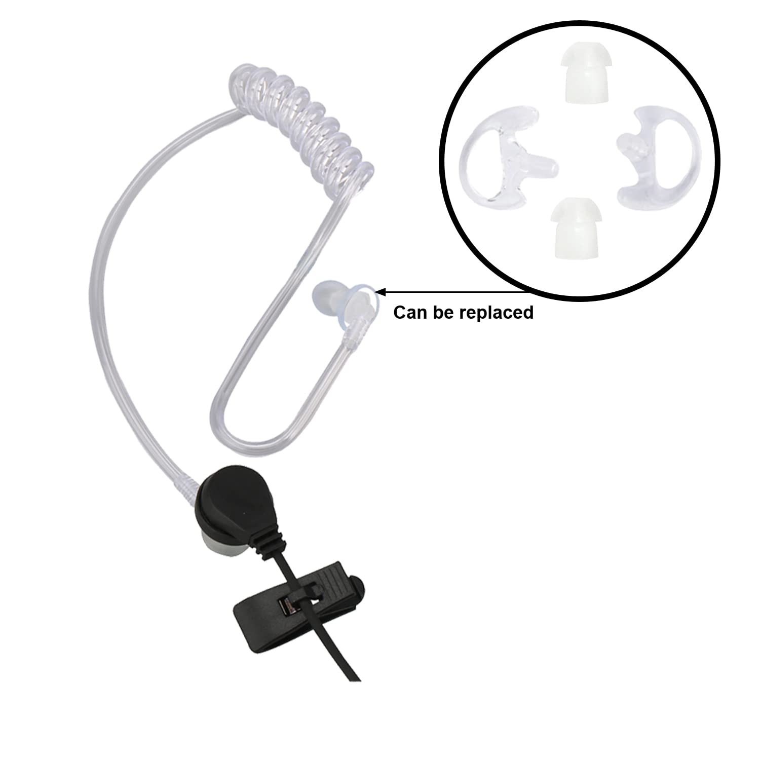 Lixin Two Way Radio Earpiece, Walkie Talkie Headset,Transparent Security Headphonescompatible Midland Avph3,For Midland Walkie Talkie With Ptt/Vox  Black (Pair)