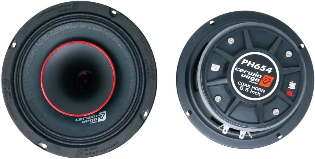 Cerwin Vega! 6.5'' Pro 150W Rms Full Range Co Ax Horn Car Speakers, 4 Ohm, Enhanced Clarity & Power, High Temp Magnet, Superior 