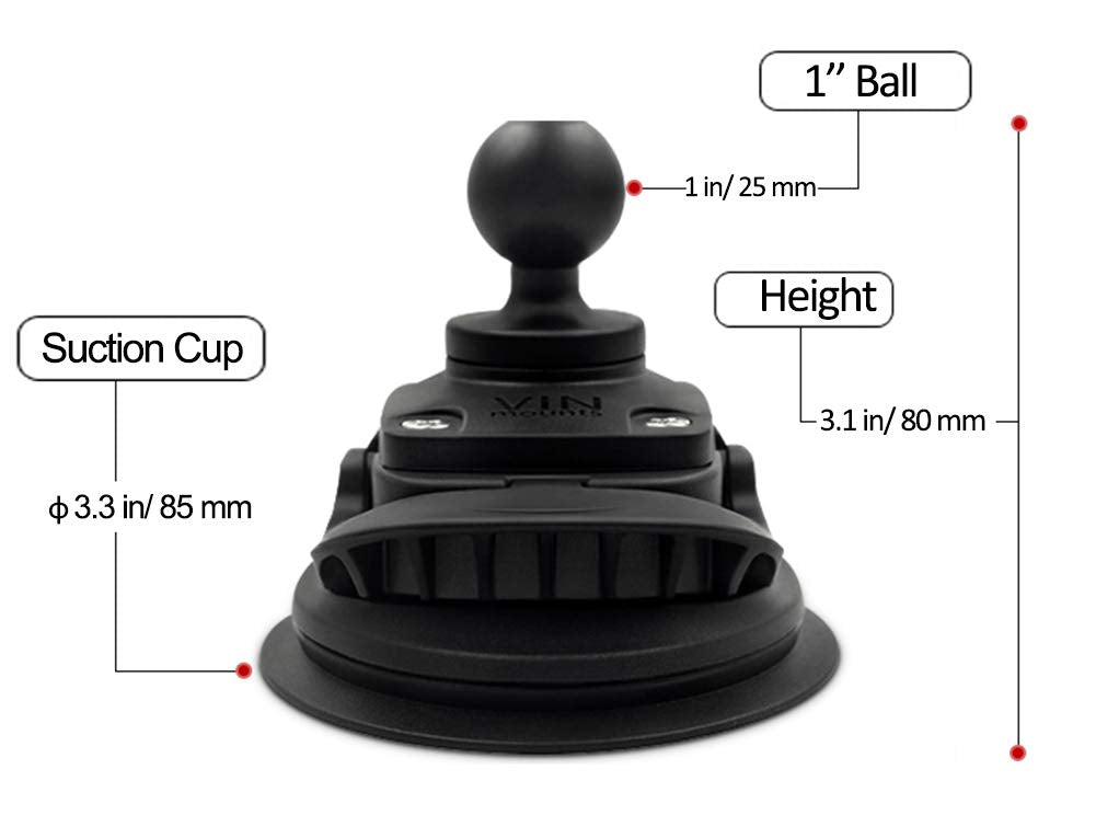 Strg 1'' Ball Mounts Base Adapter With Suction Cup, Ball Base Mount Compatible With Ram And 1' Ball Systems From Arkon, Ibolt And Tackform Enterprise Series